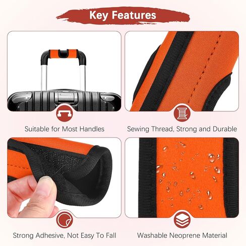 Luggage Handle Wrap [5PCS] - Neoprene Luggage Identifiers Hollow Design Use for Push-Button Suitcase & Trolley Case - [Orange-6IN/15CM] Comfort Grip Handle Cover in Saudi Arabia