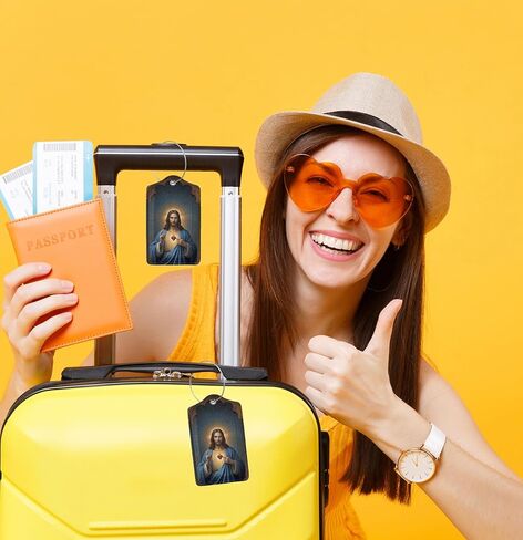 2 حزمة علامات الأمتعة لحقائب السفر يسوع المسيح الله TSA المعتمدة علامة الأمتعة علامة الأمتعة علامة جلدية الفولاذ المقاوم للصدأ حلقة تسمية للرجال النساء حقيبة سفر حقيبة in Kuwait