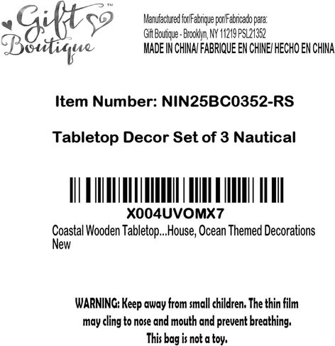 Gift Boutique 3 قطع من التماثيل الخشبية على الطراز البحري للشاطئ - ديكور سطح الطاولة - تمثال فرس البحر ونجم البحر والمحار على حوامل للمنزل، ومنزل الشاطئ، والديكورات الساحلية للمحيط in Saudi Arabia