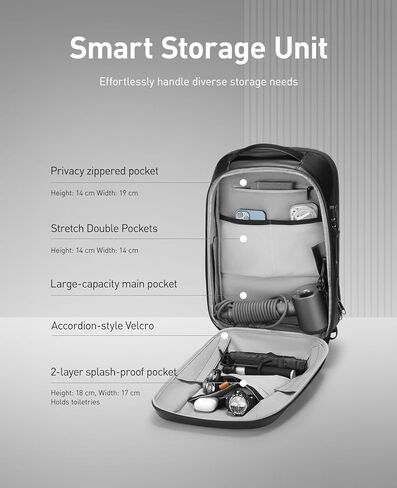 حقيبة ظهر للكمبيوتر المحمول مارك رايدن بهيكل صلب للرجال، حقيبة ظهر مضادة للسرقة مقاس 15.6 بوصة مع قفل معتمد من TSA ومنفذ شحن USB، حقيبة ظهر كمبيوتر مقاومة للماء للعمل والسفر والمكتب والتنقل والكلية in Kuwait