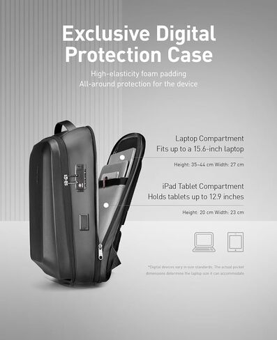 حقيبة ظهر للكمبيوتر المحمول مارك رايدن بهيكل صلب للرجال، حقيبة ظهر مضادة للسرقة مقاس 15.6 بوصة مع قفل معتمد من TSA ومنفذ شحن USB، حقيبة ظهر كمبيوتر مقاومة للماء للعمل والسفر والمكتب والتنقل والكلية in Kuwait