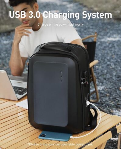 حقيبة ظهر للكمبيوتر المحمول مارك رايدن بهيكل صلب للرجال، حقيبة ظهر مضادة للسرقة مقاس 15.6 بوصة مع قفل معتمد من TSA ومنفذ شحن USB، حقيبة ظهر كمبيوتر مقاومة للماء للعمل والسفر والمكتب والتنقل والكلية in Kuwait