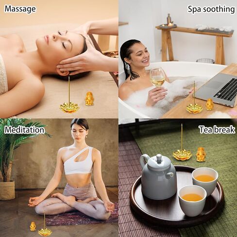 120 عبوة من هدايا ديوالي مع 30 حامل بخور لوتس، و30 قطعة زينة غانيشا ذهبية صغيرة، وحقائب أورجانزا وبطاقات شكر - هدايا الإرجاع الهندية لبوجا والمهرجانات والاحتفالات (المجموعة الذهبية) in Kuwait