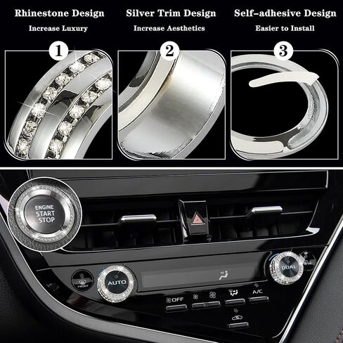 TOMALL Bling AC Air Conditioning Knob Button Cover Compatible with Toyota Camry 2021-2023 Engine Ignition Ring Volume Switch Trim Centre Console Climate Knob Cap Bling Push Start Button Trim Ring in Saudi Arabia