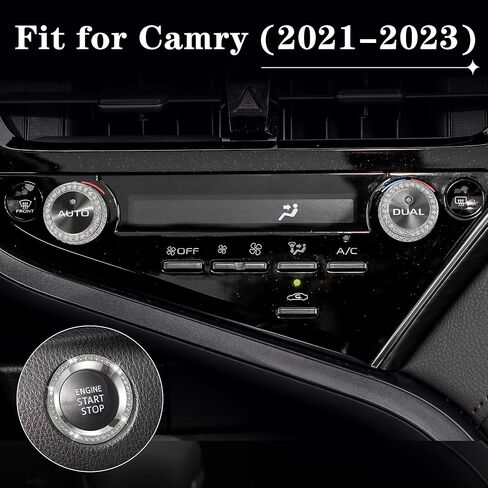 TOMALL Bling AC Air Conditioning Knob Button Cover Compatible with Toyota Camry 2021-2023 Engine Ignition Ring Volume Switch Trim Centre Console Climate Knob Cap Bling Push Start Button Trim Ring in Saudi Arabia