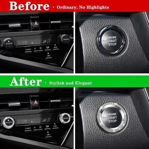 TOMALL Bling AC Air Conditioning Knob Button Cover Compatible with Toyota Camry 2021-2023 Engine Ignition Ring Volume Switch Trim Centre Console Climate Knob Cap Bling Push Start Button Trim Ring in Saudi Arabia