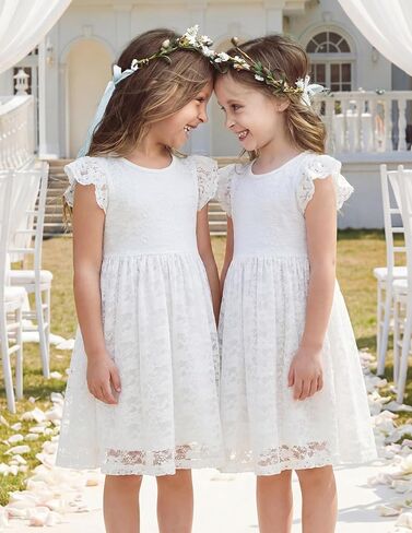 Arshiner Flower Girl Dress Toddler Lace Tutu Ruffle Sleeve Wedding Birthday Party Tulle Dresses in Saudi Arabia
