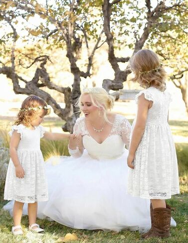 Arshiner Flower Girl Dress Toddler Lace Tutu Ruffle Sleeve Wedding Birthday Party Tulle Dresses in Saudi Arabia
