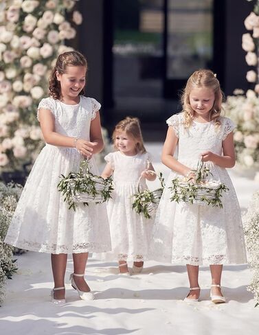 Arshiner Flower Girl Dress Toddler Lace Tutu Ruffle Sleeve Wedding Birthday Party Tulle Dresses in Saudi Arabia