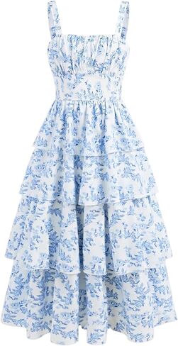 فستان Verdusa للفتيات طويل ذو طبقات من الزهور بدون أكمام، فستان ربيعي in Kuwait