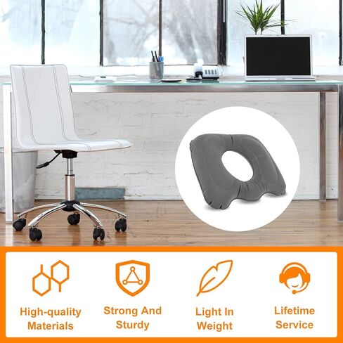 Inflatable Donut Seat Cushion for Long Sitting Leakproof Inflatable Donut Pillow Adjustable Lightweight Chair Seat Cushion Reusable Donut Pillow Cushion for Tailbone Postpartum Relieve P in Saudi Arabia