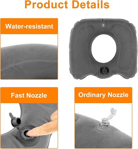 Inflatable Donut Seat Cushion for Long Sitting Leakproof Inflatable Donut Pillow Adjustable Lightweight Chair Seat Cushion Reusable Donut Pillow Cushion for Tailbone Postpartum Relieve P in Saudi Arabia