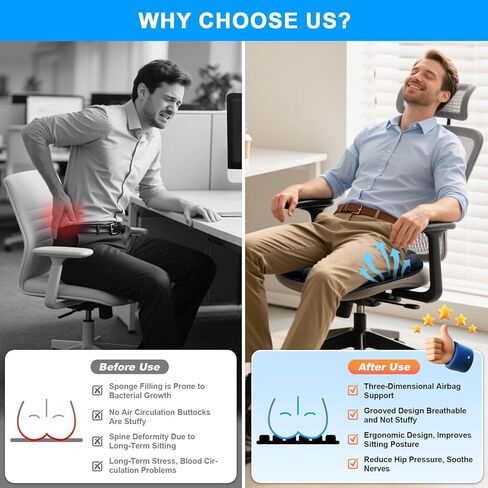 وسادة مقعد قابلة للنفخ لتخفيف الضغط، وثبات قابل للتعديل لتخفيف آلام البواسير وعظم الذنب، ودعم مثالي للسيارة طويلة القيادة، وكرسي المكتب، والكرسي المتحرك، والحياة المنزلية in Kuwait