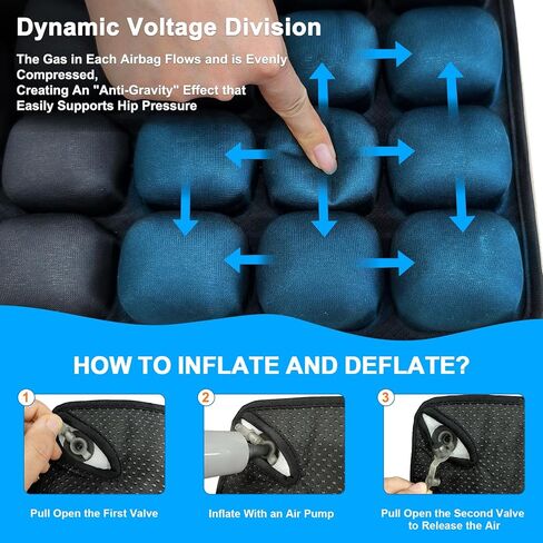 وسادة مقعد قابلة للنفخ لتخفيف الضغط، وثبات قابل للتعديل لتخفيف آلام البواسير وعظم الذنب، ودعم مثالي للسيارة طويلة القيادة، وكرسي المكتب، والكرسي المتحرك، والحياة المنزلية in Kuwait