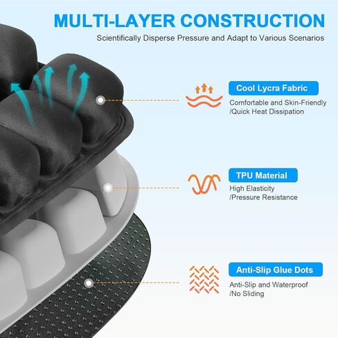 وسادة مقعد قابلة للنفخ لتخفيف الضغط، وثبات قابل للتعديل لتخفيف آلام البواسير وعظم الذنب، ودعم مثالي للسيارة طويلة القيادة، وكرسي المكتب، والكرسي المتحرك، والحياة المنزلية in Kuwait