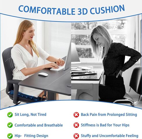 Inflating Pressure Relief Cushion, Breathable 3D Air Cell Seat Cushion, Suitable for Long Flights Office, Wheelchair, Cars Sedentary People to Use Relieves Sciatica in Saudi Arabia