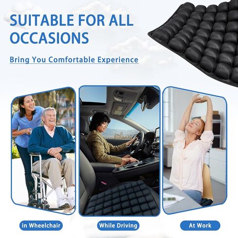 Inflating Pressure Relief Cushion, Breathable 3D Air Cell Seat Cushion, Suitable for Long Flights Office, Wheelchair, Cars Sedentary People to Use Relieves Sciatica in Saudi Arabia