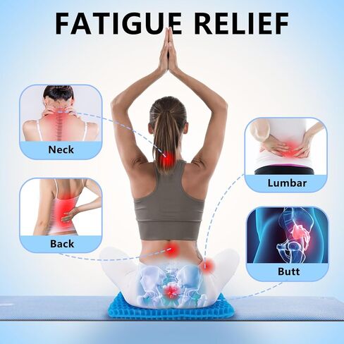 وسادة مقعد جل من MACEVIA للجلوس الطويل، وسادة كرسي جل قابلة للتنفس، وسادة تخفيف الضغط البارد، وسادات كرسي ناعمة للكرسي المتحرك، كرسي المكتب، مقعد السيارة، المنزل (18.5 × 17.5 × 1.4 بوصة) in Kuwait