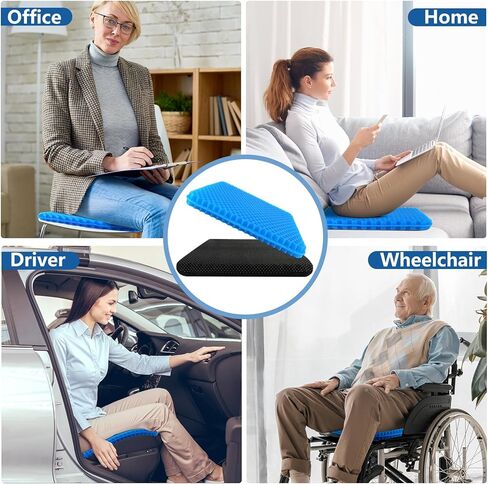 وسادة مقعد جل من MACEVIA للجلوس الطويل، وسادة كرسي جل قابلة للتنفس، وسادة تخفيف الضغط البارد، وسادات كرسي ناعمة للكرسي المتحرك، كرسي المكتب، مقعد السيارة، المنزل (18.5 × 17.5 × 1.4 بوصة) in Kuwait