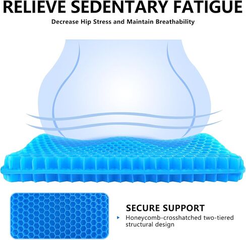 وسادة مقعد جل من MACEVIA للجلوس الطويل، وسادة كرسي جل قابلة للتنفس، وسادة تخفيف الضغط البارد، وسادات كرسي ناعمة للكرسي المتحرك، كرسي المكتب، مقعد السيارة، المنزل (18.5 × 17.5 × 1.4 بوصة) in Kuwait