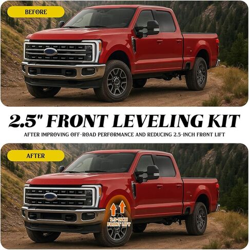 2.5 Inch Front Flat Lift Kit Compatible with Ford 2005-2024 F250 F350 Super Duty 4wd, 2.5 Inch Steel Coil Spring Lift Spacers with Shock Mount Extenders and Sound Isolator in Saudi Arabia