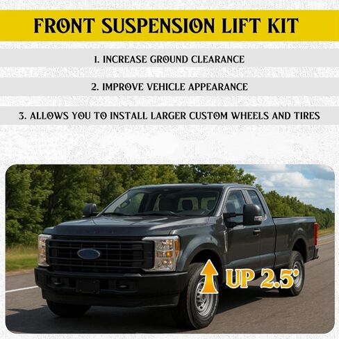 2.5 Inch Front Flat Lift Kit Compatible with Ford 2005-2024 F250 F350 Super Duty 4wd, 2.5 Inch Steel Coil Spring Lift Spacers with Shock Mount Extenders and Sound Isolator in Saudi Arabia