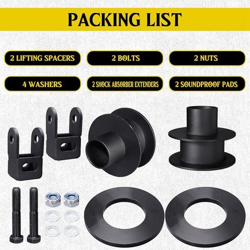 2.5 Inch Front Flat Lift Kit Compatible with Ford 2005-2024 F250 F350 Super Duty 4wd, 2.5 Inch Steel Coil Spring Lift Spacers with Shock Mount Extenders and Sound Isolator in Saudi Arabia