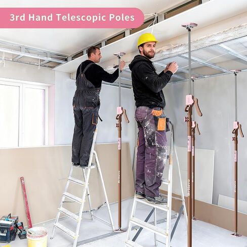 4PK Adjustable Telescopic Support Pole - Cabinet Jack, Heavy Duty Third Hand Support System, Support Road, Drywall Lift, Dust Barrier & Cargo Bar, 54-115", Holds 154lbs in Kuwait
