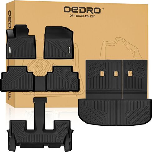 OEDRO Floor Mats Fit for 2015-2024 Ford Edge, Unique Black TPE All-Weather Guard Includes 1st and 2nd Row: Front, Rear, Full Set Liners in Kuwait