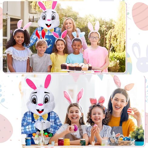 Hicarer Easter Bunny Costume for Adult Happy Easter Rabbit Mascot Dungarees and Bunny Head Unisex Cosplay Costume Accessories in Saudi Arabia
