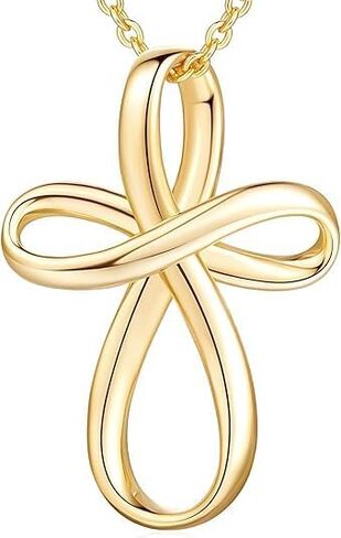 الصليب قلادة 14K الذهب الصليب القلائد للنساء الملتوية سلسلة ذهبية قلادة للمرأة قلادة القلائد 24 مللي متر (18 بوصة) in Kuwait