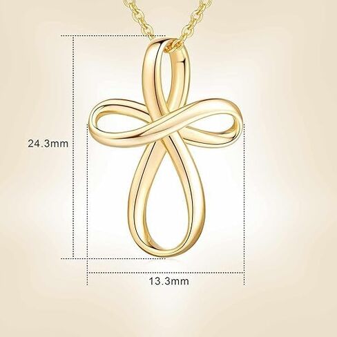 الصليب قلادة 14K الذهب الصليب القلائد للنساء الملتوية سلسلة ذهبية قلادة للمرأة قلادة القلائد 24 مللي متر (18 بوصة) in Kuwait