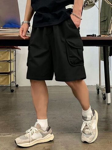 1 Piece Boys' Teenage Versatile Fashion Cargo Shorts - Athletic Casual, with Pockets, Spring/Summer/Fall Wear in Saudi Arabia
