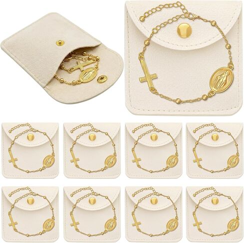 Kenning 10 Pcs First Communion Bracelet Gift Cross Faith Bracelet with Jewelry Pouch Rosary Christian Religious Bracelets for Baptism Favors Easter Gifts in Saudi Arabia