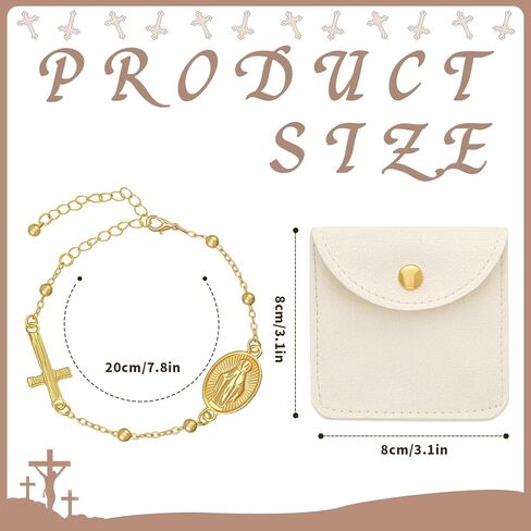 Kenning 10 Pcs First Communion Bracelet Gift Cross Faith Bracelet with Jewelry Pouch Rosary Christian Religious Bracelets for Baptism Favors Easter Gifts in Saudi Arabia