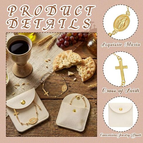 Kenning 10 Pcs First Communion Bracelet Gift Cross Faith Bracelet with Jewelry Pouch Rosary Christian Religious Bracelets for Baptism Favors Easter Gifts in Saudi Arabia