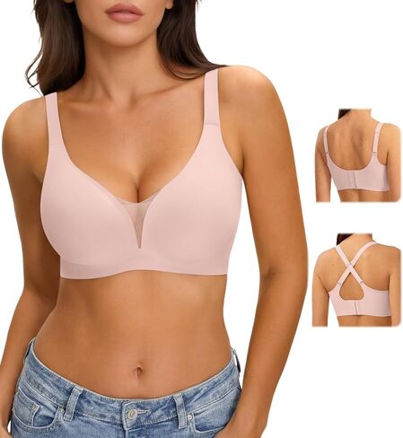 LUCKMEEY حمالات صدر نسائية لاسلكية مثيرة على شكل حرف V حمالة صدر جيلي داعمة بدون خياطة (U-Back & Crossback) in Saudi Arabia