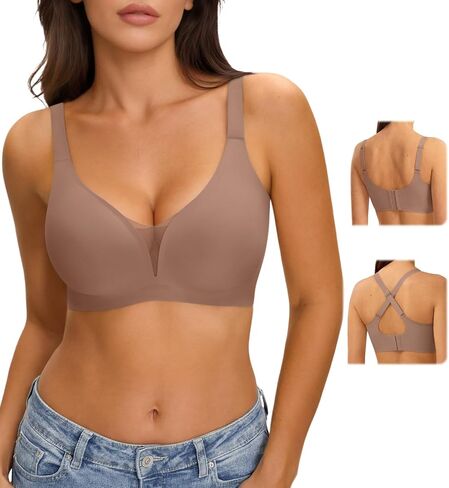 LUCKMEEY حمالات صدر نسائية لاسلكية مثيرة على شكل حرف V حمالة صدر جيلي داعمة بدون خياطة (U-Back & Crossback) in Saudi Arabia