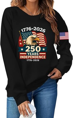 سويت شيرت نسائي من 250TH Anniversary USA 1776-2026 250Th Anniversary سويت شيرت بأكمام طويلة in Kuwait