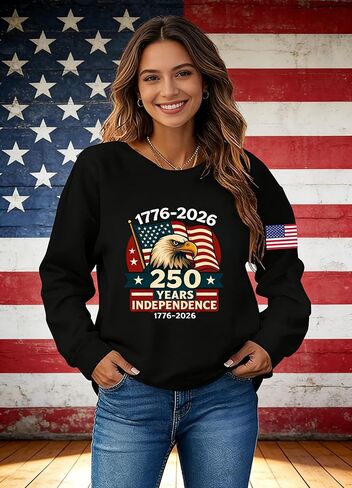 سويت شيرت نسائي من 250TH Anniversary USA 1776-2026 250Th Anniversary سويت شيرت بأكمام طويلة in Kuwait