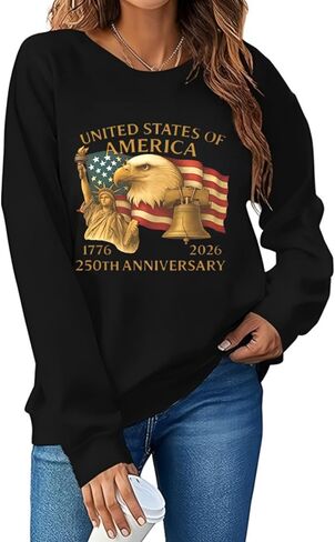 سويت شيرت نسائي من 250TH Anniversary USA 1776-2026 250Th Anniversary سويت شيرت بأكمام طويلة in Kuwait