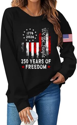 سويت شيرت نسائي من 250TH Anniversary USA 1776-2026 250Th Anniversary سويت شيرت بأكمام طويلة in Kuwait
