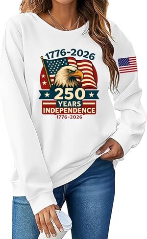 سويت شيرت نسائي من 250TH Anniversary USA 1776-2026 250Th Anniversary سويت شيرت بأكمام طويلة in Kuwait