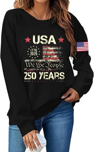 سويت شيرت نسائي من 250TH Anniversary USA 1776-2026 250Th Anniversary سويت شيرت بأكمام طويلة in Kuwait