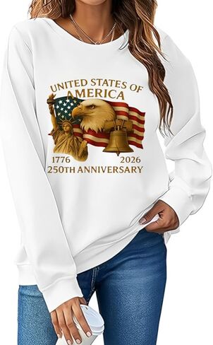 سويت شيرت نسائي من 250TH Anniversary USA 1776-2026 250Th Anniversary سويت شيرت بأكمام طويلة in Kuwait