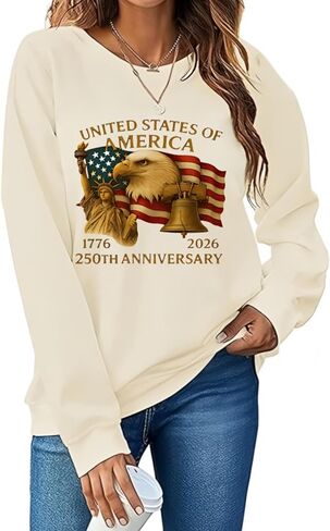 سويت شيرت نسائي من 250TH Anniversary USA 1776-2026 250Th Anniversary سويت شيرت بأكمام طويلة in Kuwait