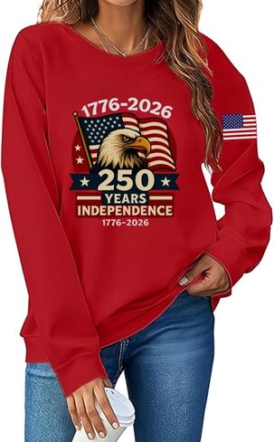 سويت شيرت نسائي من 250TH Anniversary USA 1776-2026 250Th Anniversary سويت شيرت بأكمام طويلة in Kuwait