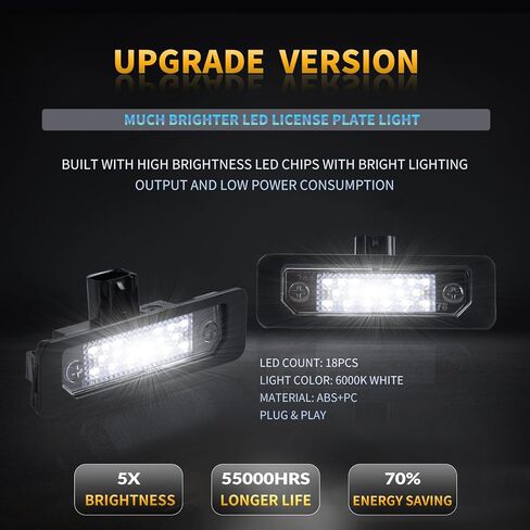 LED License Plate Lights Compatible with Ford Mustang 2010-2014, Fusion 2006-2012, Flex 09-19, Focus Taurus Mercury Milan Rear Tag Lamps 6000K White, 2PCS in Saudi Arabia