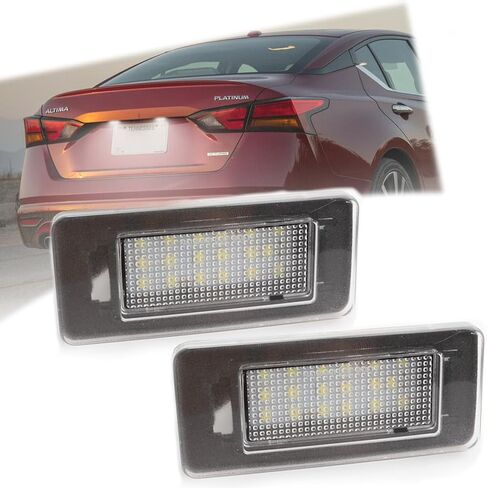 LED License Plate Light Assembly for 2019-2025 Nissan Altima Versa Sentra Rogue, 6000K Xenon White 18SMD Error Free Rear Tag Lights Kit OEM Replacement in Saudi Arabia