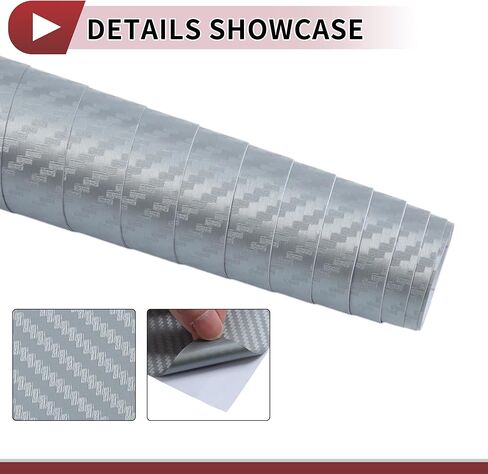 الفضة لهجة ألياف الكربون نمط واقية سيارة التفاف فيلم 1ft x 5ft الخارجي الداخلية الفينيل التفاف غطاء 5.5mil PVC 1 قطعة العالمي in Saudi Arabia